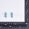 10Pcs Triple Synthetic Turquoise Round Beaded Connector Charms PALLOY-SW00003-08-8