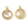 Brass Cubic Zirconia with Shell Pendants KK-K342-26G-2