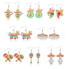 ANATTASOUL 8 Pairs 8 Styles Cactus & Avocado & Horse Acrylic Dangle Earrings EJEW-AN0001-38-1