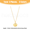 FIBLOOM 2Pcs 2 Colors Stainless Steel Shell Shape Locket Pendant Necklaces Set NJEW-FI0001-28-2