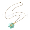 Flower Handmade Glass Seed Beaded Pendant Necklaces NJEW-MZ00096-03-4