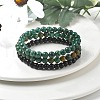 3Pcs 3 Style Natural African Turquoise(Jasper) & Black Agate Round Beaded Stretch Bracelets Set PW23030764297-4