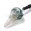Natural Fluorite Plague Doctor Pendant Necklace with Nylon Rope NJEW-H009-01-02-4