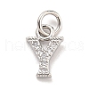 Initial Letter Brass with Cubic Zirconia Charms KK-Q814-26Y-P-1