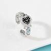 Brass Micro Pave Clear Cubic Zirconia with Enamel Cuff Rings RJEW-Z094-01P-02-2