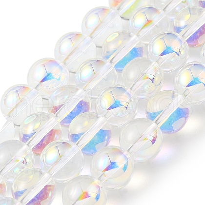 Transparent Electroplate Glass Beads Strands GLAA-T032-T8mm-C18-1