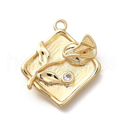 Brass Micro Pave Cubic Zirconia Pendants KK-Q035-16D-G-1