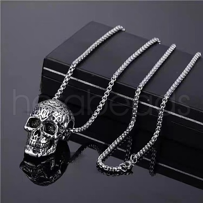 Alloy Ruby Rhinestone Pendant 667 Stainless Steel Chain Necklaces FS-WG7010E-07-1