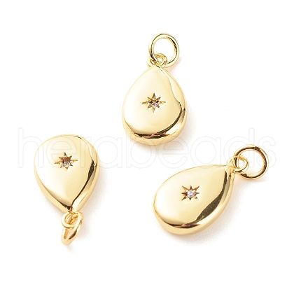 Brass Micro Pave Clear Cubic Zirconia Pendants X-ZIRC-P094-10G-RS-1