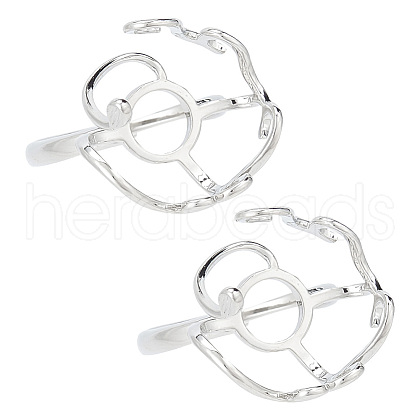 GOMAKERER 2Pcs Adjustable Brass Finger Rings Components FIND-GO0002-77C-1