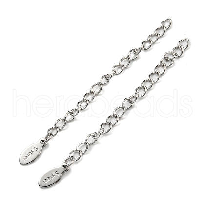 Tarnish Resistant 304 & 201 Stainless Steel Curb Chain Extender STAS-B045-02P-1