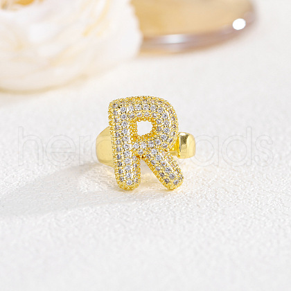 Brass Micro Pave Clear Cubic Zirconia Cuff Rings FS-WGF2B82-15-1