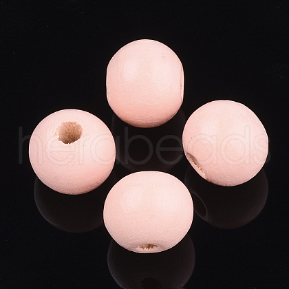 Painted Natural Wood Beads WOOD-S049-05J-1