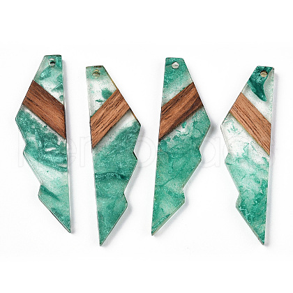 Transparent Resin & Walnut Wood Big Pendants RESI-ZX017-55-1