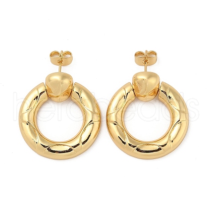 Real 18K Gold Plated Brass Dangle Stud Earrings EJEW-P252-07A-G-1