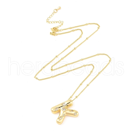 Brass Micro Pave Clear Cubic Zirconia Pendant Necklaces NJEW-Z038-01G-K-1