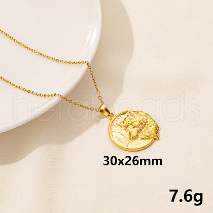 304 Stainless Steel Wolf Pendant Necklace BX4246-2-1