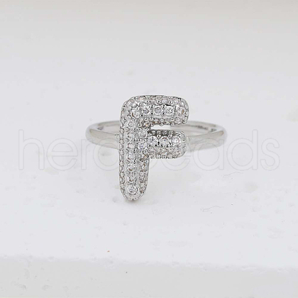 Brass Micro Pave Clear Cubic Zirconia Cuff Rings FS-WG17FF6-06-1