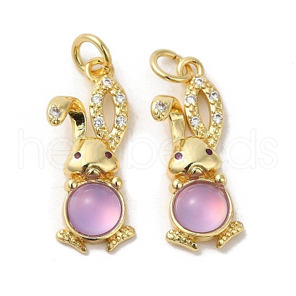 Rack Plating Brass Micro Pave Cubic Zirconia Jade Pendants X-KK-K377-92G-01-1