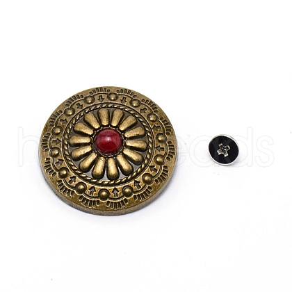 1-Hole Alloy & Turquoise Buttons PALLOY-WH0092-09L-AB-1