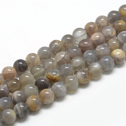 Natural Black Sunstone Beads Strands G-R446-6mm-33-1