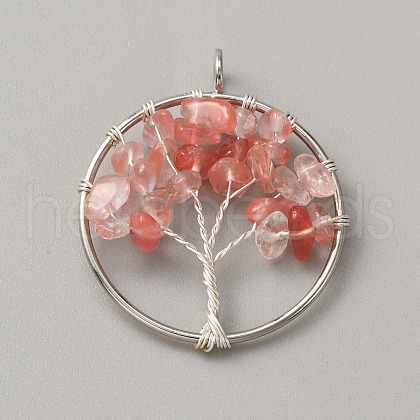 Cherry Quartz Glass Pendants G-WH0026-19P-02-1