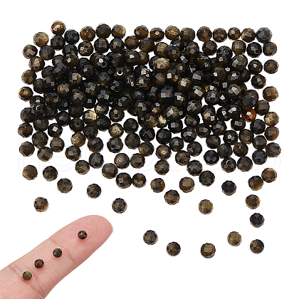  2 Strands Natural Golden Sheen Obsidian Beads Strands G-NB0005-66-1