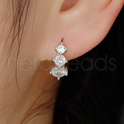 Elegant S925 Sterling Silver Circle Hoop Earrings FR8942-2-1