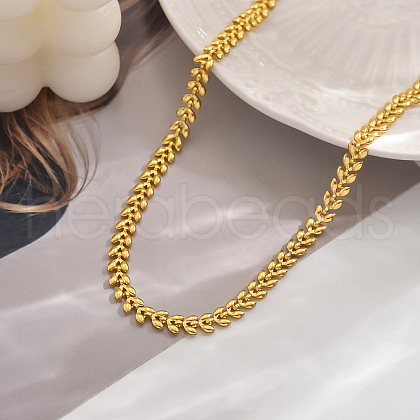 Brass Leaf Link Chain Necklaces for Women DM0082-1-1