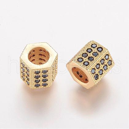 Brass Micro Pave Cubic Zirconia European Beads ZIRC-K063-10G-1