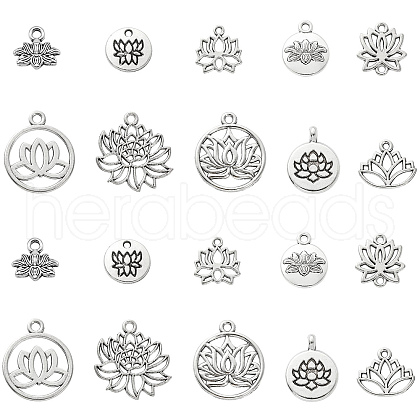 100Pcs 10 Styles Tibetan Style Alloy Charms TIBEP-CJ0002-34-1