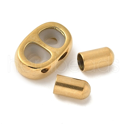 304 Stainless Steel Slider Beads and Cord End Caps STAS-P224-03G-1