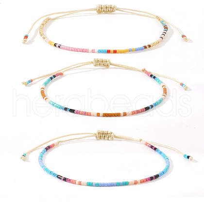 Bohemian Glass Seed Bead Rainbow Friendship Bracelets RZ3396-13-1