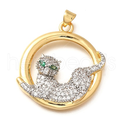 Brass Micro Pave Cubic Zirconia Pendants KK-B128-02G-1