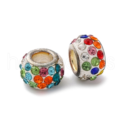 Handmade Polymer Clay Rhinestone European Beads KK-F894-10P-1
