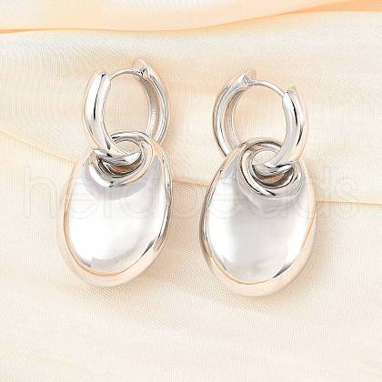 Oval Brass Hoop Earrings for Women EJEW-U057-06A-02P-1