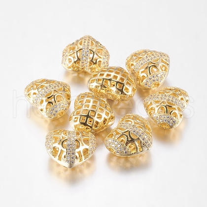 Brass Cubic Zirconia Beads ZIRC-F004-31G-1