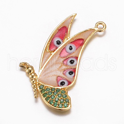 Brass Micro Pave Cubic Zirconia Pendants X-ZIRC-D114-07A-1