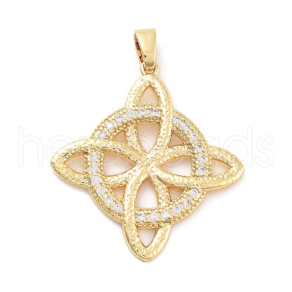 Rack Plating Brass Micro Pave Clear Cubic Zirconia Pendants KK-C063-09B-G-1