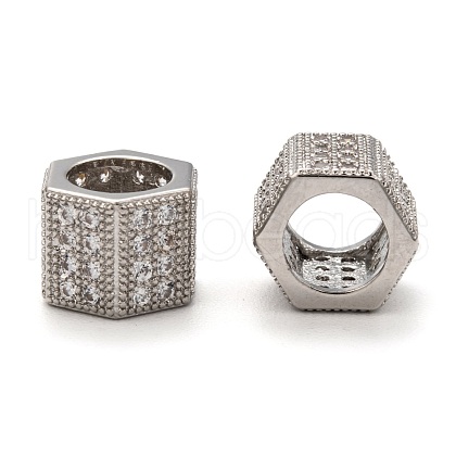 Brass Cubic Zirconia Beads ZIRC-F001-124P-1