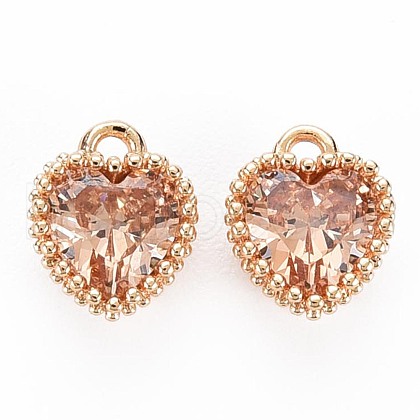 Brass Micro Pave Cubic Zirconia Charms KK-S356-773L-1