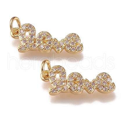 Brass Micro Pave Clear Cubic Zirconia Pendants ZIRC-N040-13-G-1