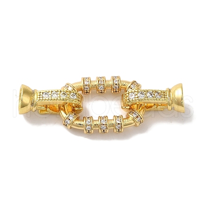 Rectangle Rack Plating Brass Micro Pave Clear Cubic Zirconia Fold Over Clasps KK-A225-04G-1