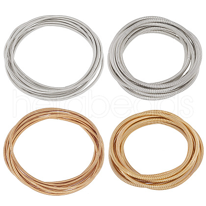   32Pcs 4 Styles Iron Wire Round Snake Chain Stretch Bracelets Set BJEW-PH0004-39-1