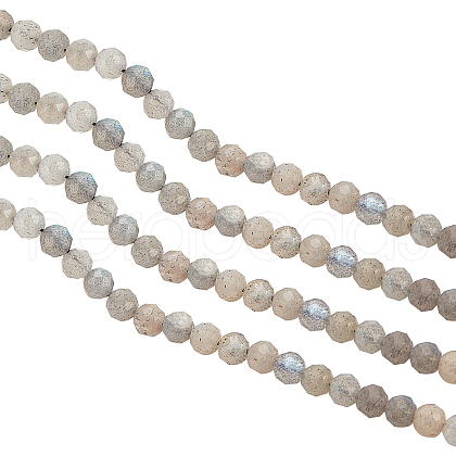 ARRICRAFT Faceted Round Natural Labradorite Bead Strands G-AR0002-72-1