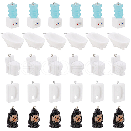   30Pcs 5 Styles Bathroom Theme Opaque Resin Pendants RESI-PH0002-24-1
