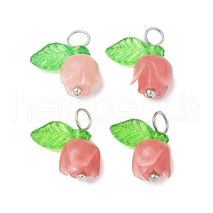 Flower Shape Synthetic Shell Charms PALLOY-JF03863-02-1
