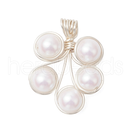 Plastic Imitation Pearl Pendants PALLOY-JF03519-01-1