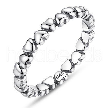 with 925 Stamp Thailand Sterling Silver Heart Band Finger Rings RJEW-FF0003-01-17mm-1