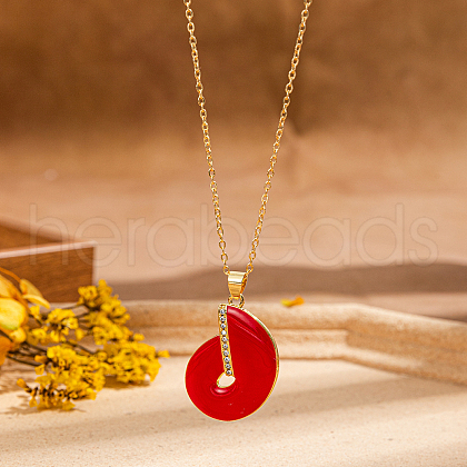 Bohemian Golden Tone Brass Enamel Conch Pendant Necklaces UC9549-1-1